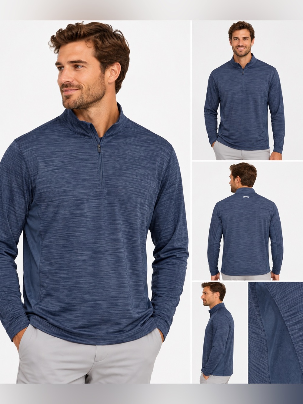 Slazenger Golf Men’s XL Navy Heather Quarter Zip Performance Pullover